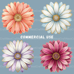 Daisies Glitter Clipart Bundle - CraftNest - Digital Crafting and Art