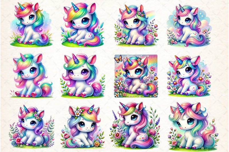 Rainbow Unicorn Clipart Bundle - CraftNest - Digital Crafting and Art