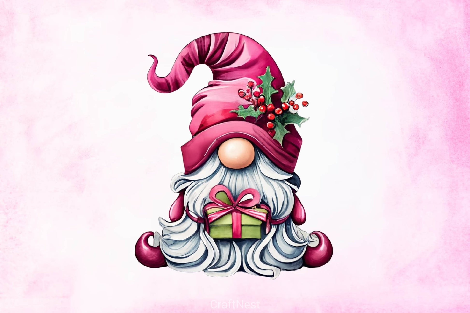 Pink Christmas Gnome Steal Clipart Bundle - CraftNest - Digital Crafting and Art
