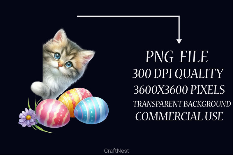Easter Cat Peeking Clipart Bundle - CraftNest - Digital Crafting and Art