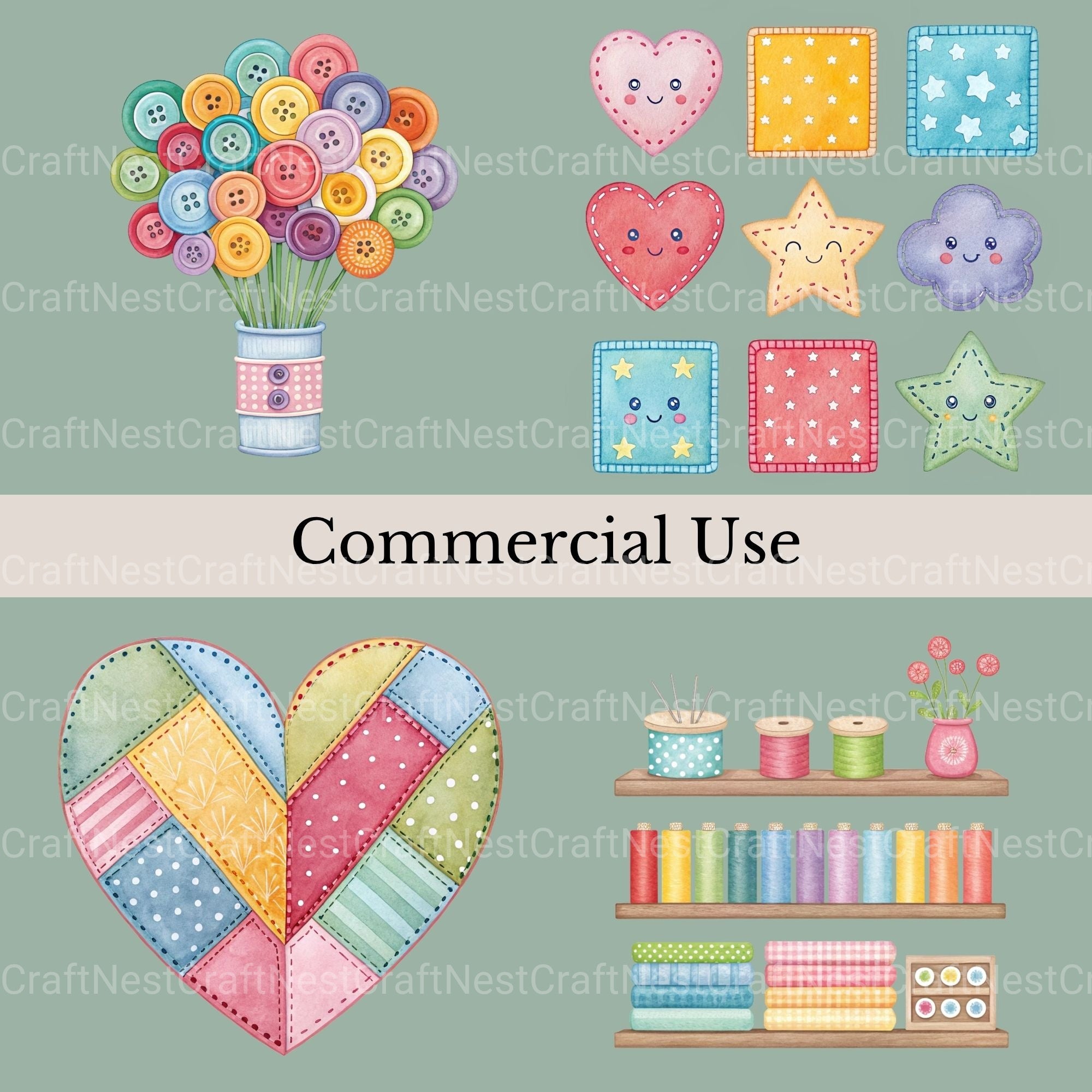 Sewing Whimsical Clipart Bundle - CraftNest - Digital Crafting and Art