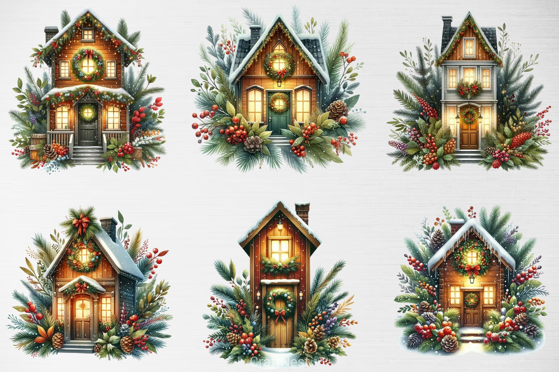 Christmas House Clipart Bundle 4 - CraftNest - Digital Crafting and Art