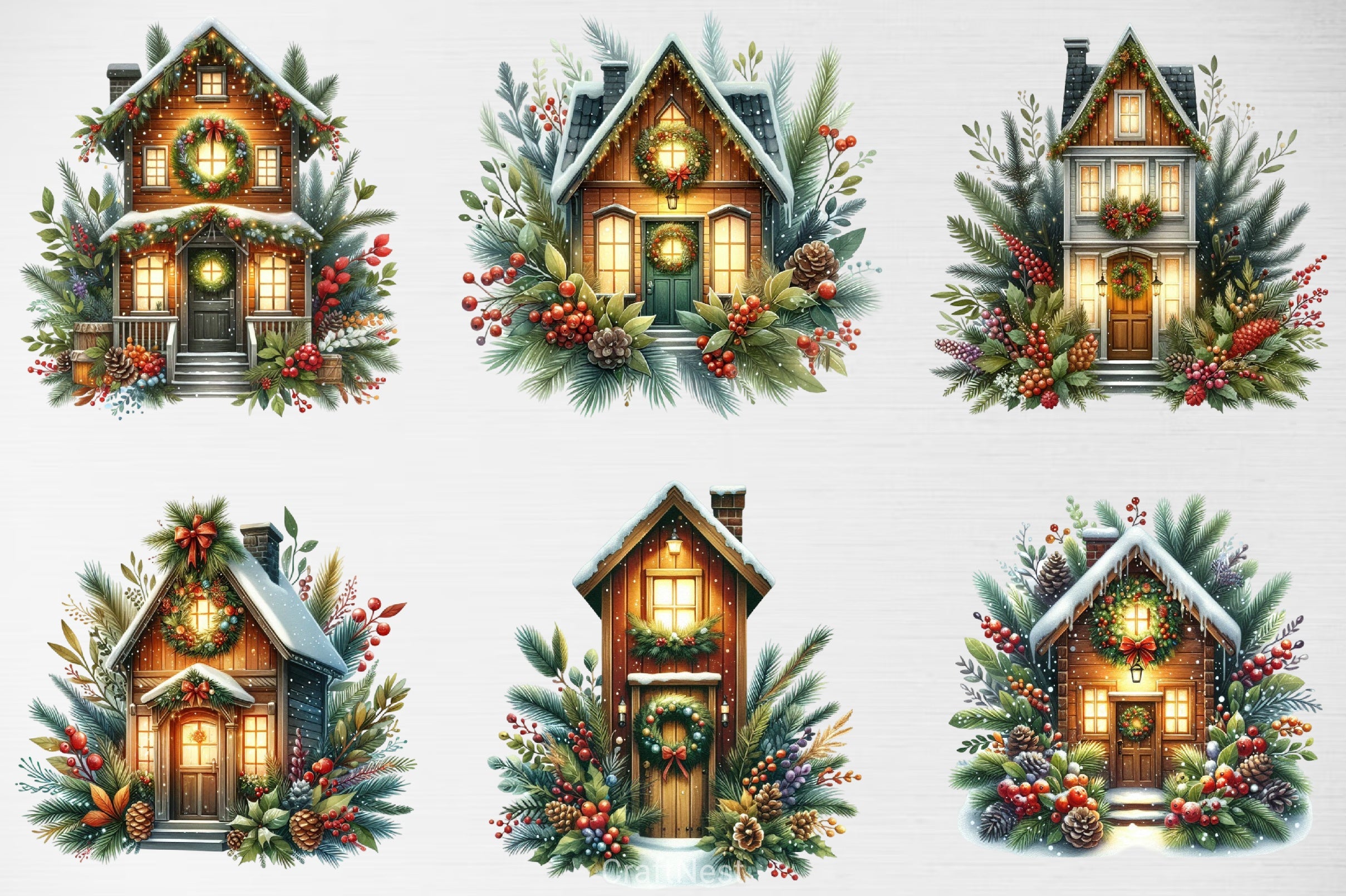 Christmas House Clipart Bundle 4 - CraftNest - Digital Crafting and Art