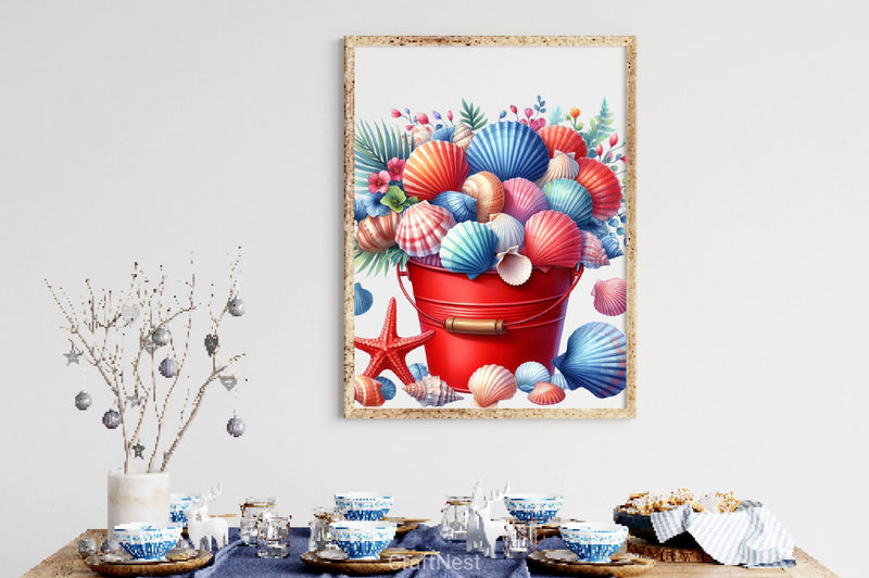 Seashells In A Bucket Clipart Bundle - CraftNest - Digital Crafting and Art