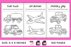 Vehicles Coloring Book for Kids - CraftNest - Digital Crafting and Art