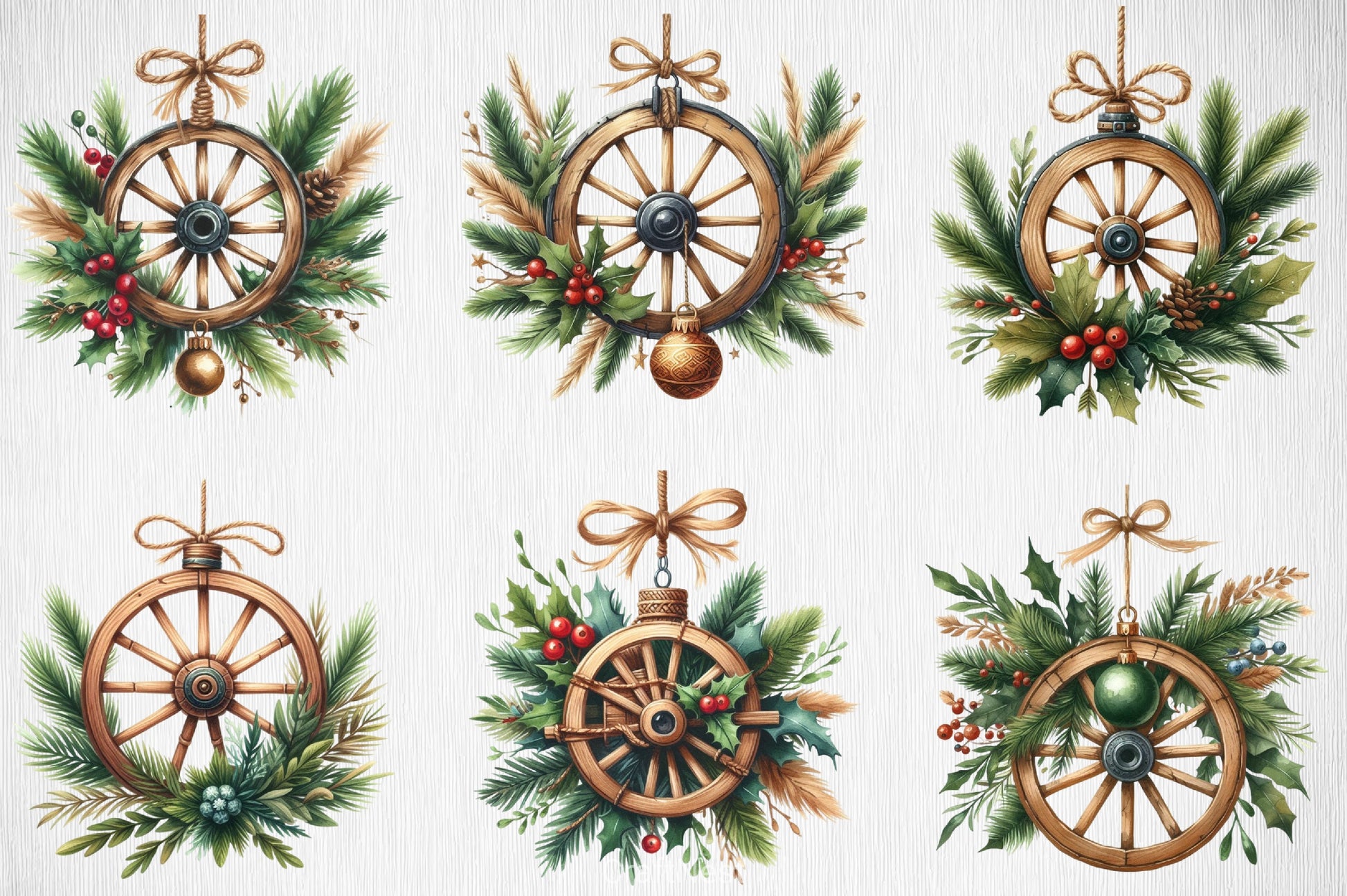 Christmas Wagon Wheel Ornament Clipart Bundle - CraftNest - Digital Crafting and Art