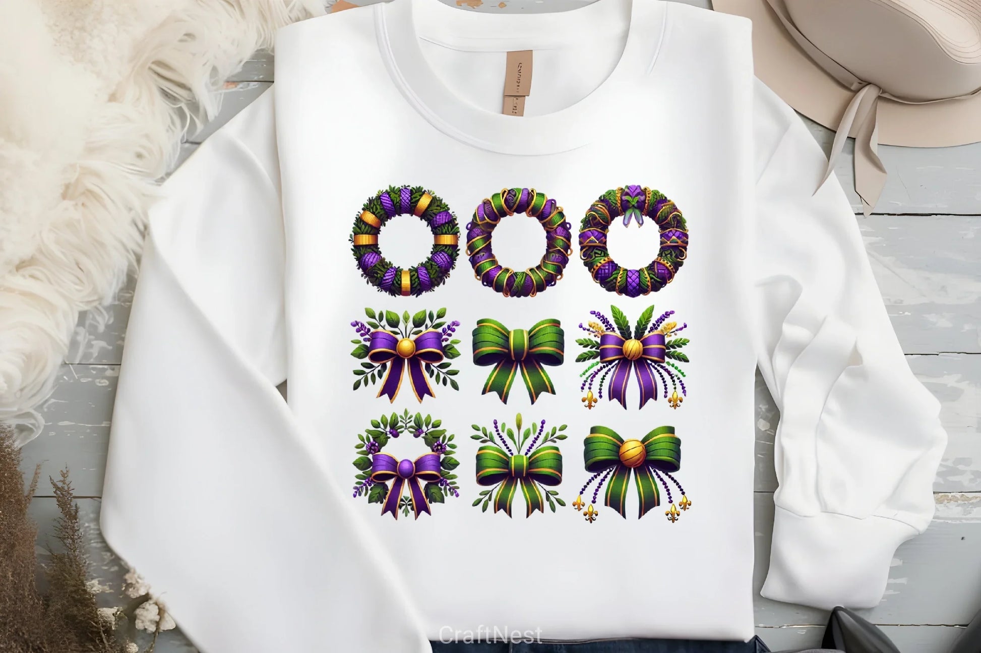 Wreath Bow Mardi Gras Clipart Bundle 2 - CraftNest - Digital Crafting and Art