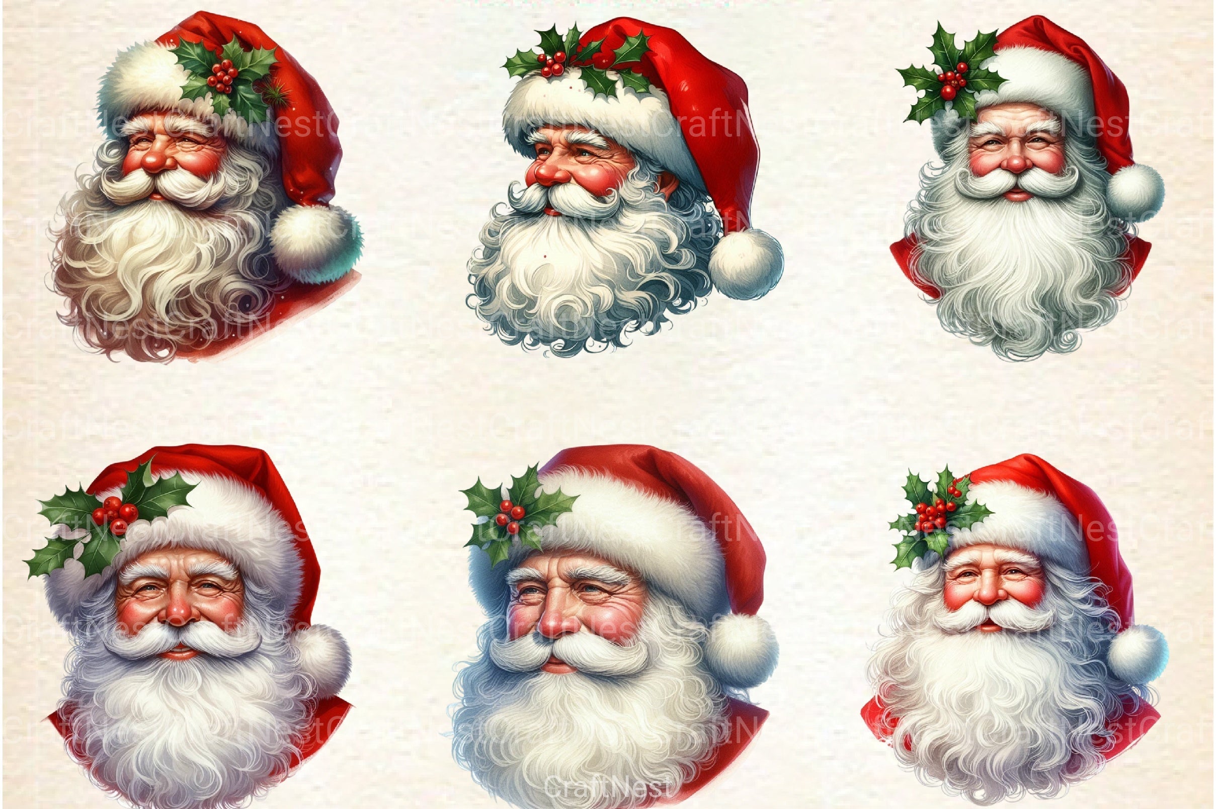 Christmas Red Santa Claus Clipart Bundle - CraftNest - Digital Crafting and Art