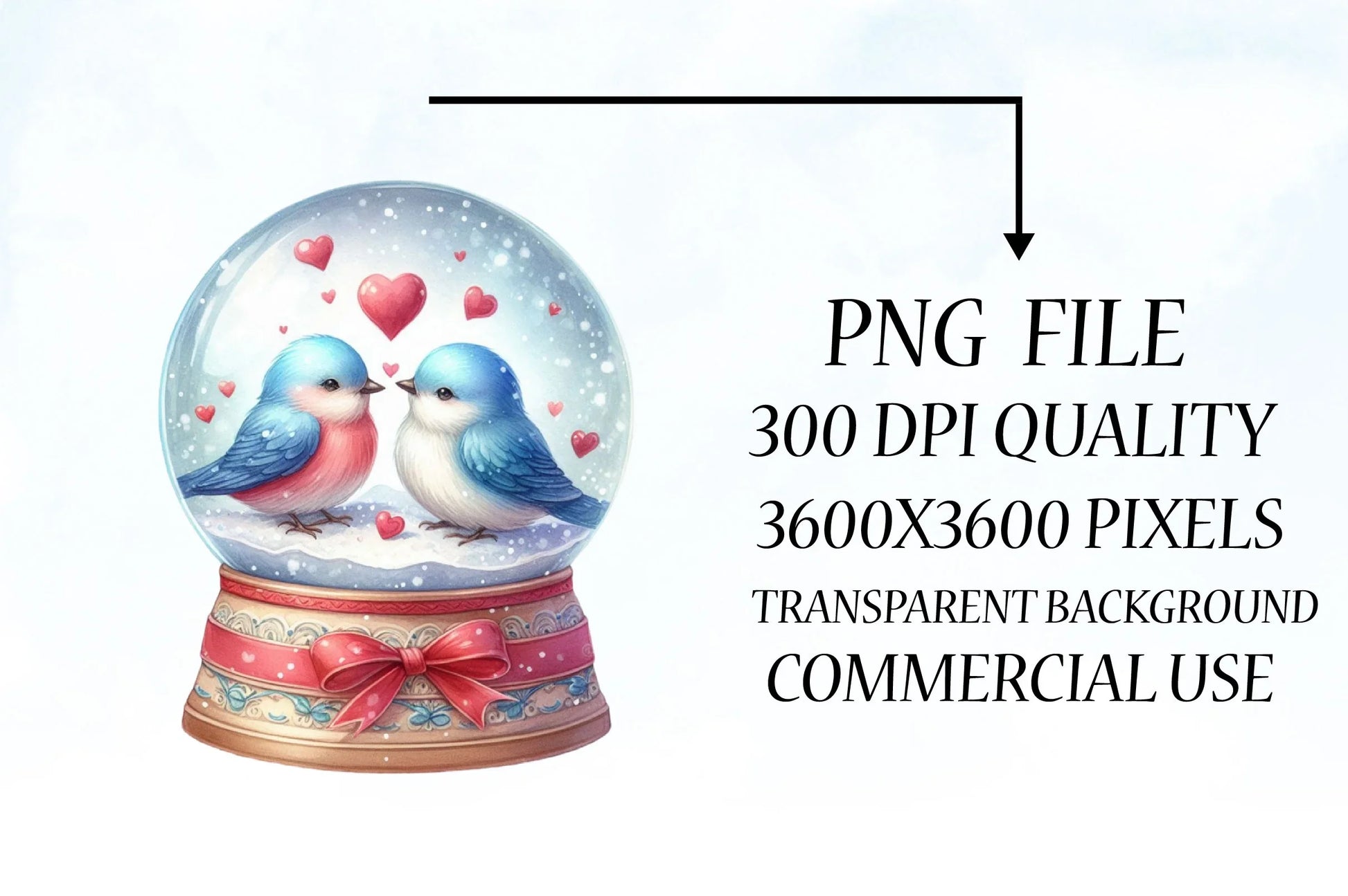 Valentine Bird Snow Globe Clipart Bundle - CraftNest - Digital Crafting and Art