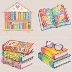 Groovy Books Clipart Bundle 1 - CraftNest - Digital Crafting and Art