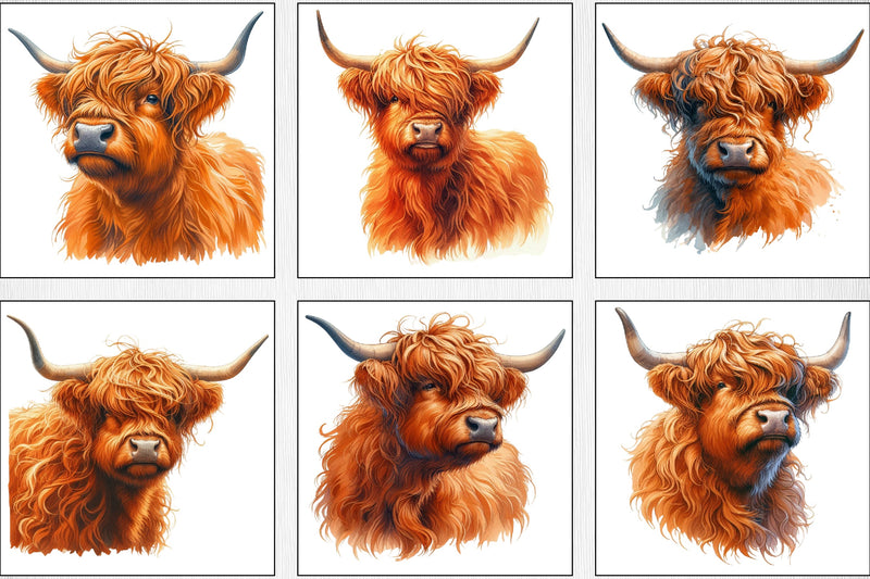 Highland Cow Clipart Bundle - CraftNest - Digital Crafting and Art