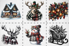 Black & White Plaid Christmas Clipart Bundle - CraftNest - Digital Crafting and Art
