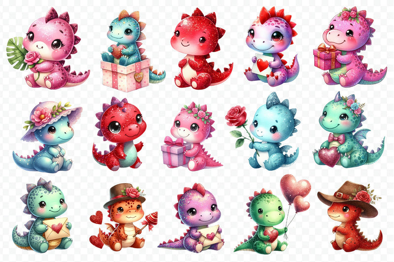 Valentine Cute Dragon Clipart Bundle - CraftNest - Digital Crafting and Art