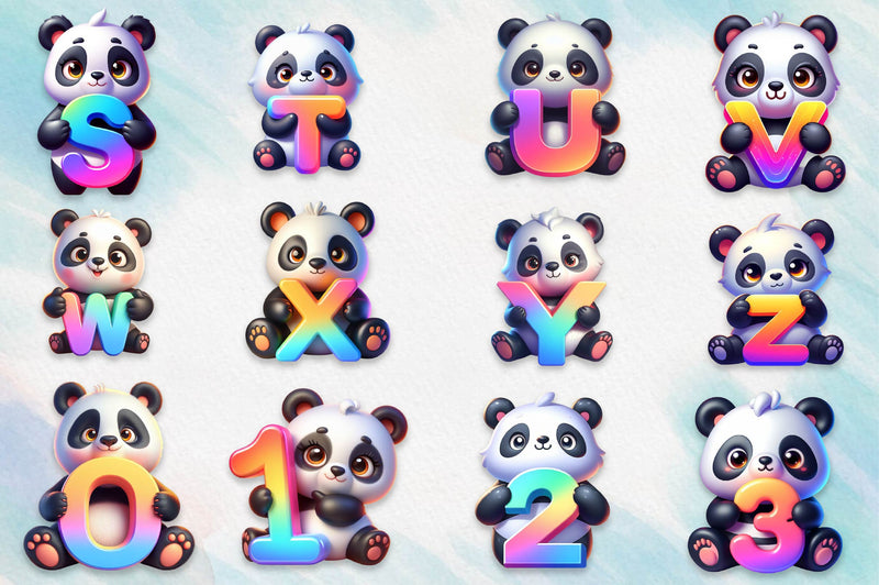 Panda Alphabet Clipart Bundle - CraftNest - Digital Crafting and Art