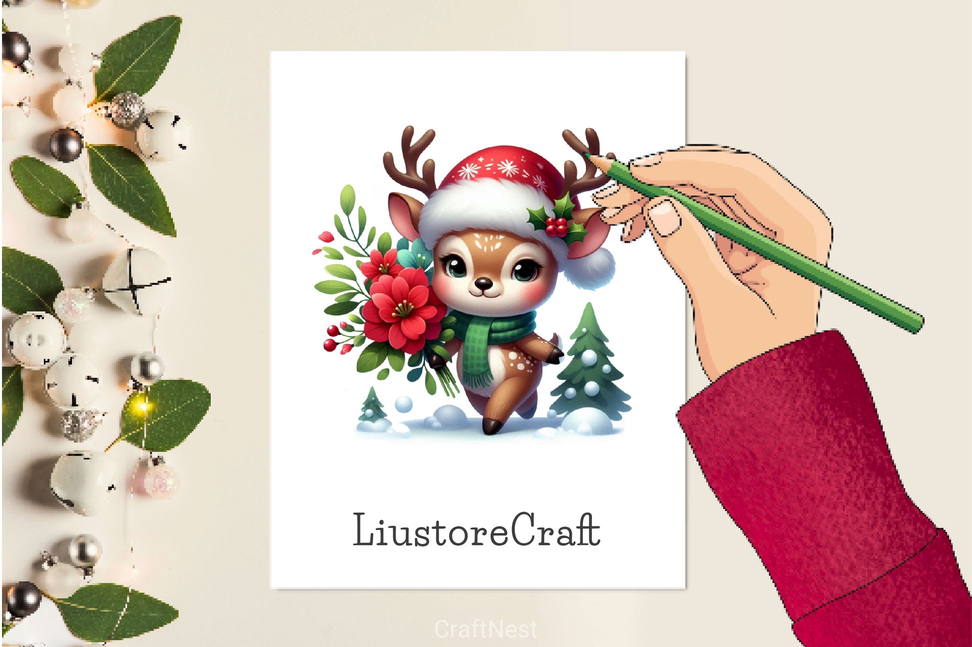 Christmas Deer Clipart Bundle 3 - CraftNest - Digital Crafting and Art