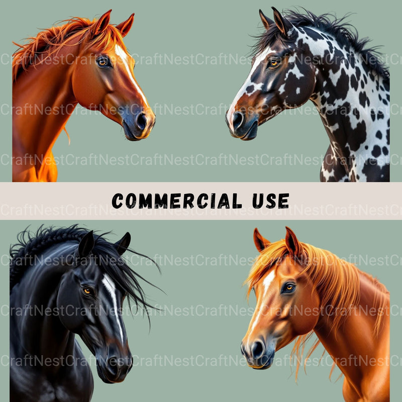 Horse Portraits Clipart Bundle - CraftNest - Digital Crafting and Art
