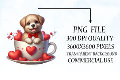Valentine's Day Dog in Tea Cup Clipart Bundle - CraftNest - Digital Crafting and Art