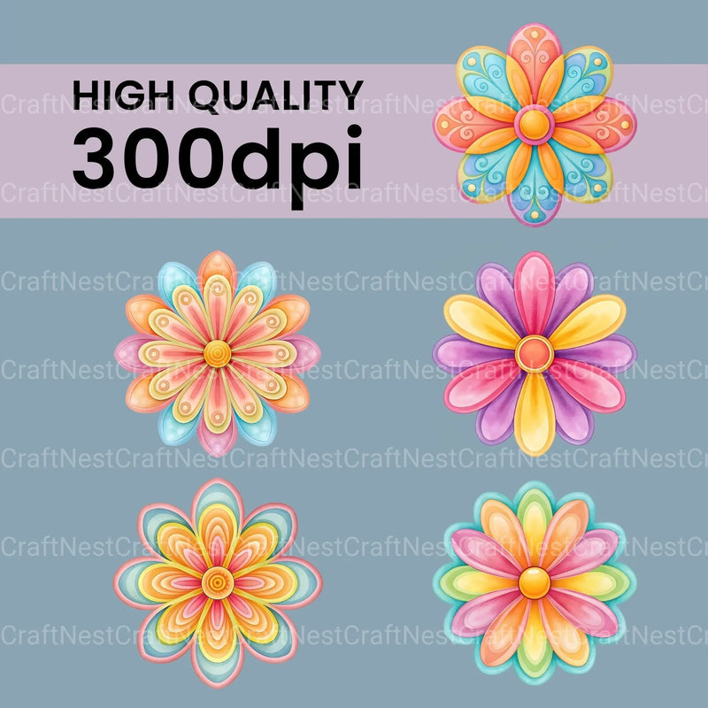 Groovy Flowers Clipart Bundle - CraftNest - Digital Crafting and Art