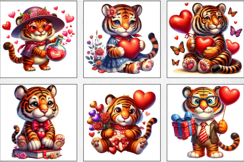 Valentine's Day Tiger Clipart Bundle - CraftNest - Digital Crafting and Art