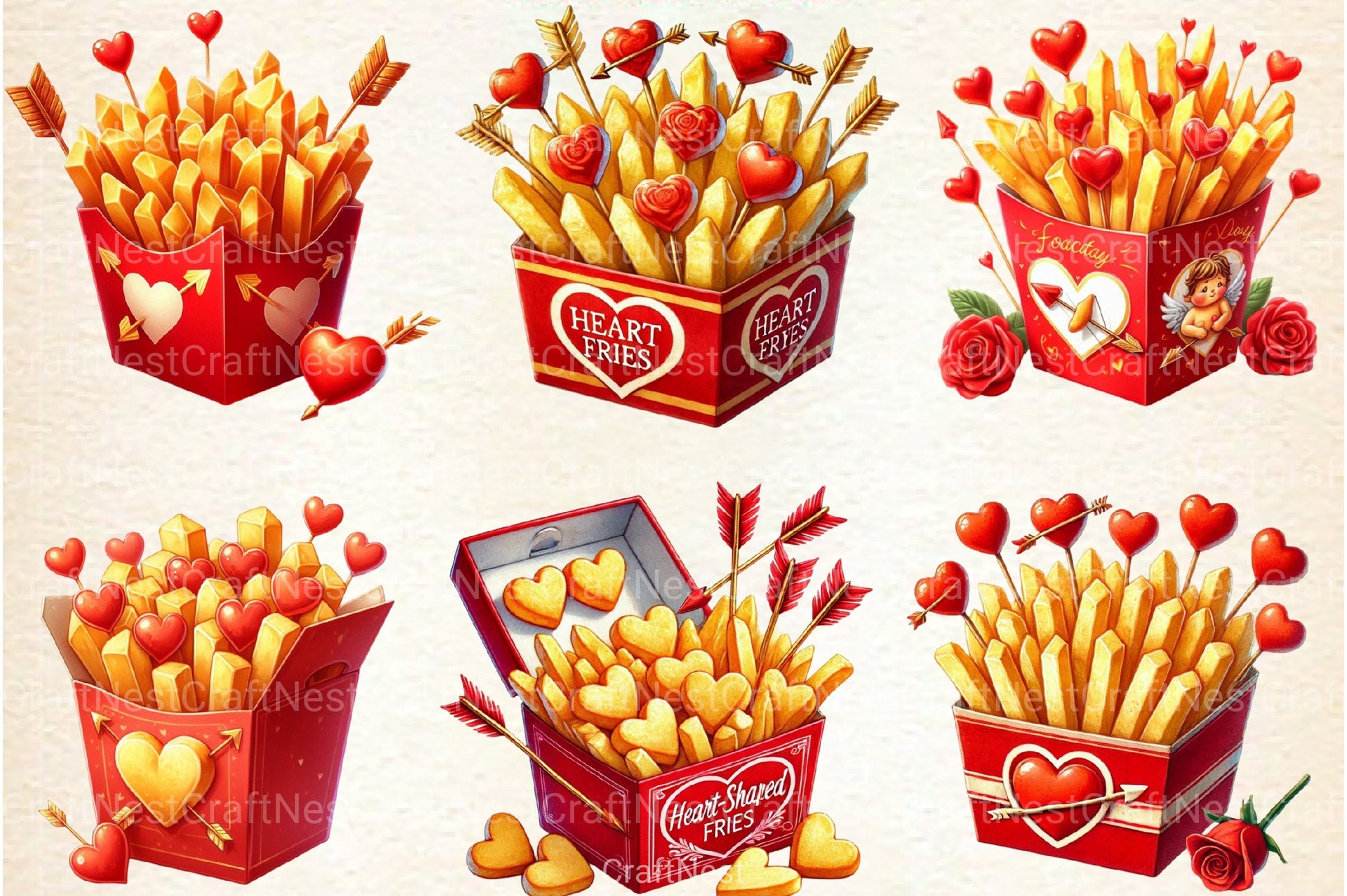 Valentine's Fries Clipart Bundle 2 - CraftNest - Digital Crafting and Art