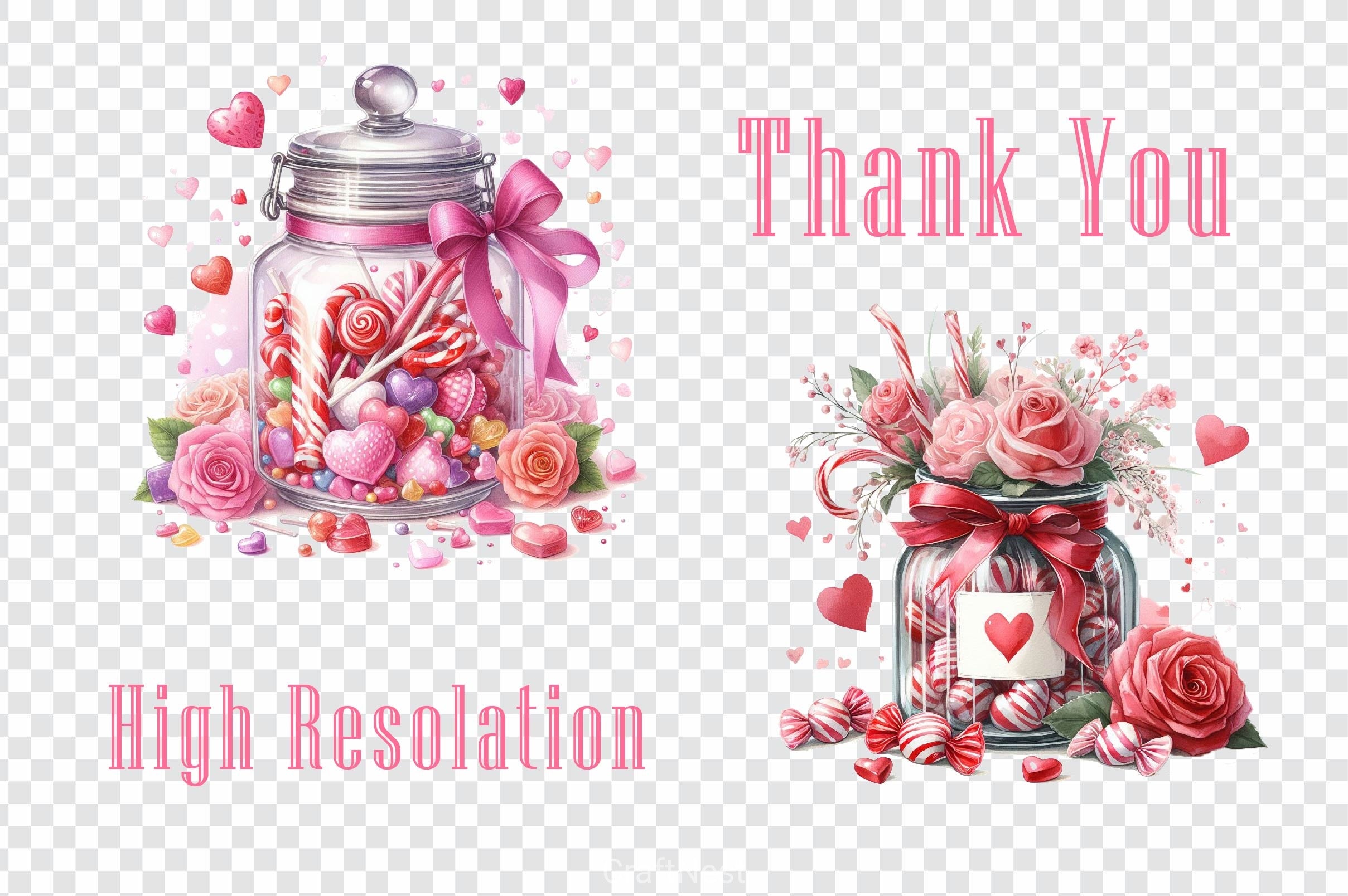 Sweet Candy In Jar Valentines Clipart Bundle - CraftNest - Digital Crafting and Art
