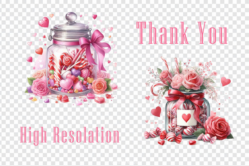 Sweet Candy In Jar Valentines Clipart Bundle - CraftNest - Digital Crafting and Art