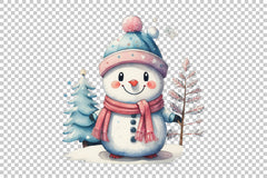 Pastel Snowman Clipart Bundle - CraftNest - Digital Crafting and Art