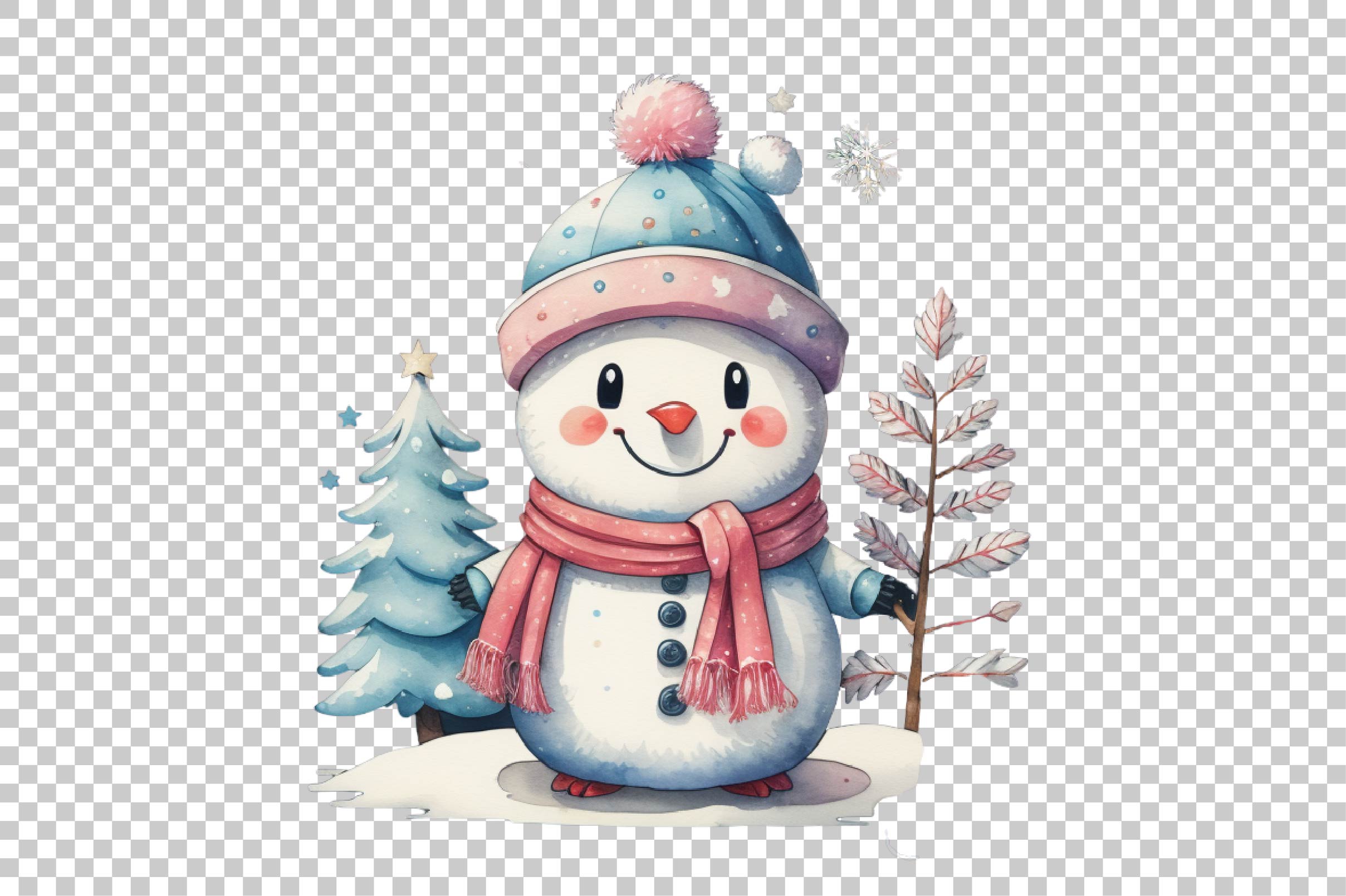 Pastel Snowman Clipart Bundle - CraftNest - Digital Crafting and Art