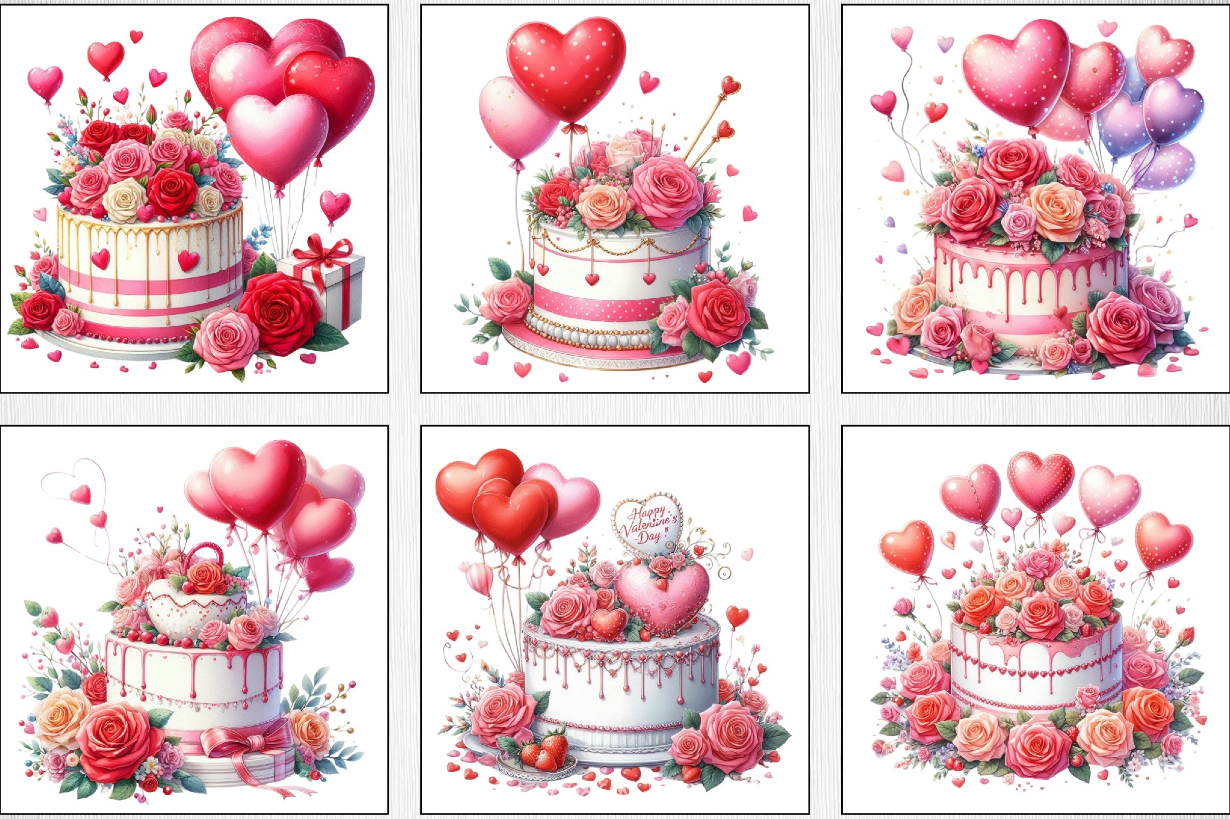 Valentine Cake Clipart Bundle - CraftNest - Digital Crafting and Art