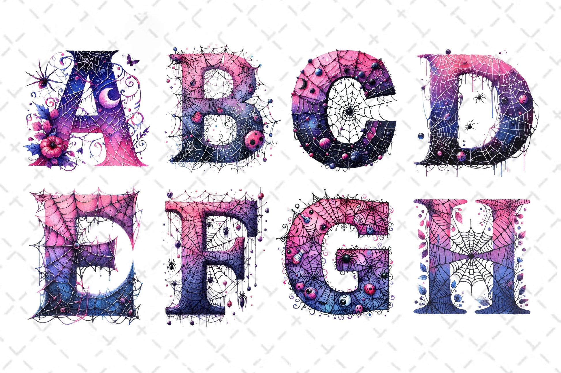 Spiderweb Doodle Letters Clipart Bundle - CraftNest - Digital Crafting and Art