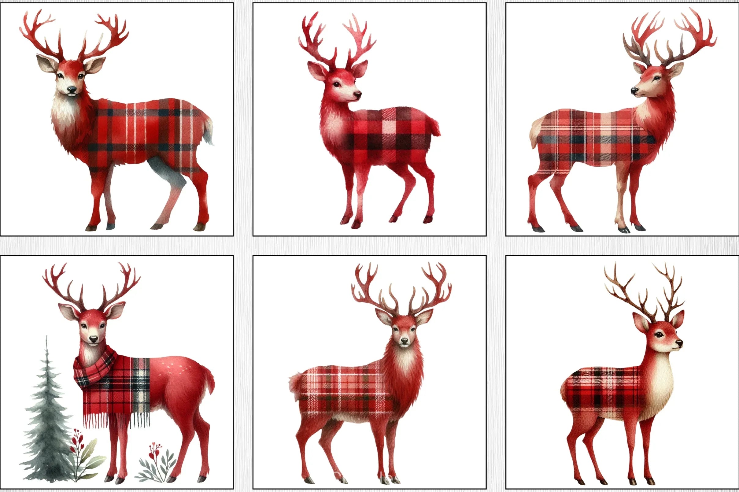 Deer Buffalo Plaid Clipart Bundle - CraftNest - Digital Crafting and Art
