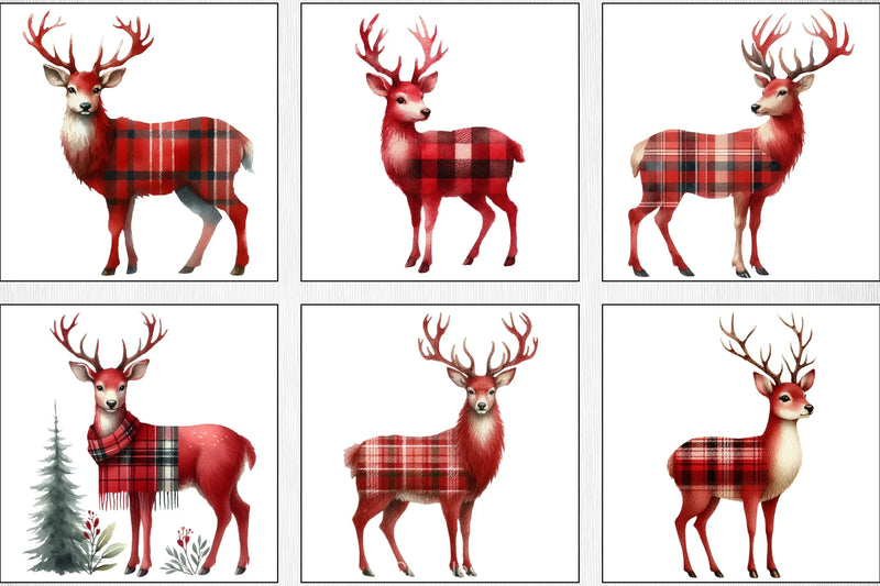 Deer Buffalo Plaid Clipart Bundle - CraftNest - Digital Crafting and Art