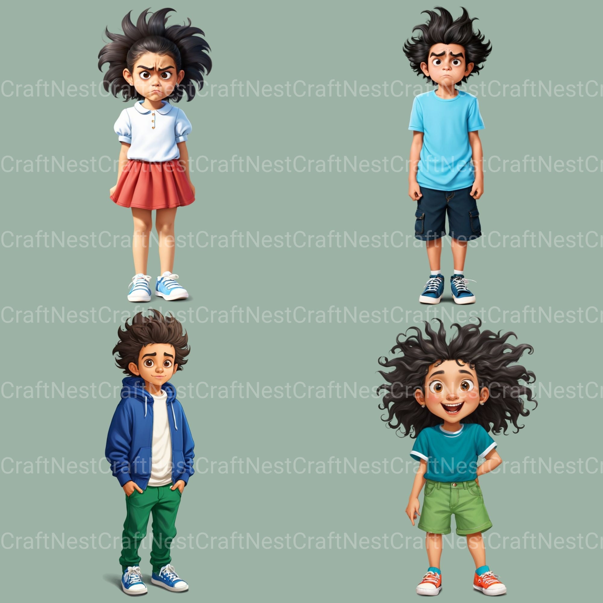 Quirky Kids Hispanic Clipart Bundle - CraftNest - Digital Crafting and Art