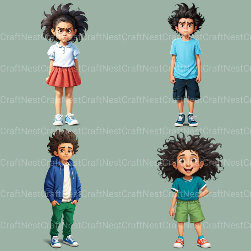 Quirky Kids Hispanic Clipart Bundle - CraftNest - Digital Crafting and Art