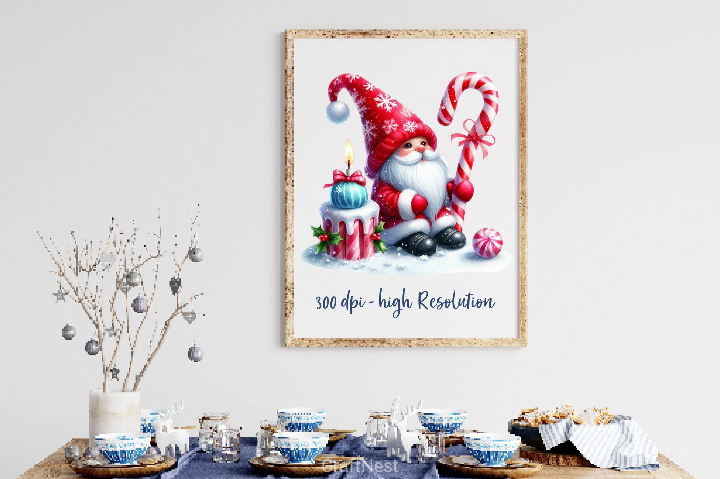 Christmas Candy Cane Icing Gnome Clipart Bundle - CraftNest - Digital Crafting and Art