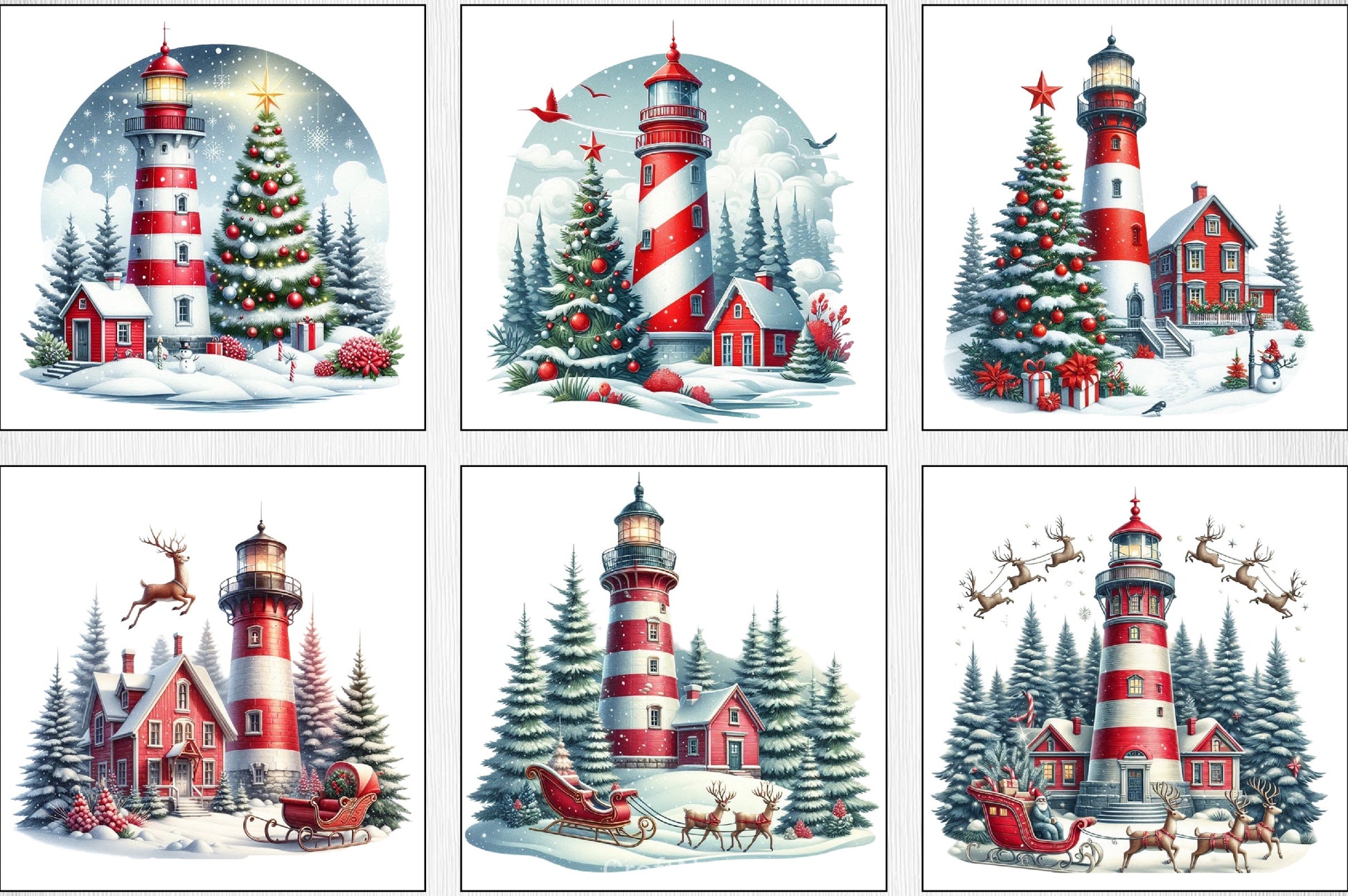 Lighthouse Christmas Clipart Bundle - CraftNest - Digital Crafting and Art