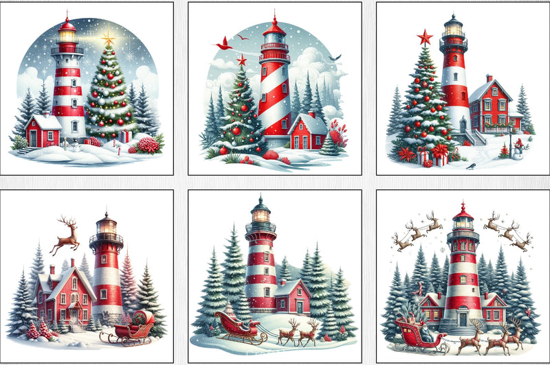 Lighthouse Christmas Clipart Bundle - CraftNest - Digital Crafting and Art