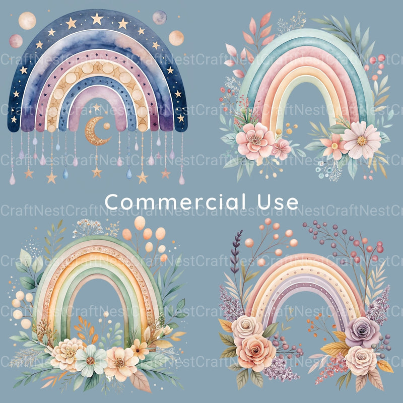 Boho Rainbows Clipart Bundle - CraftNest - Digital Crafting and Art