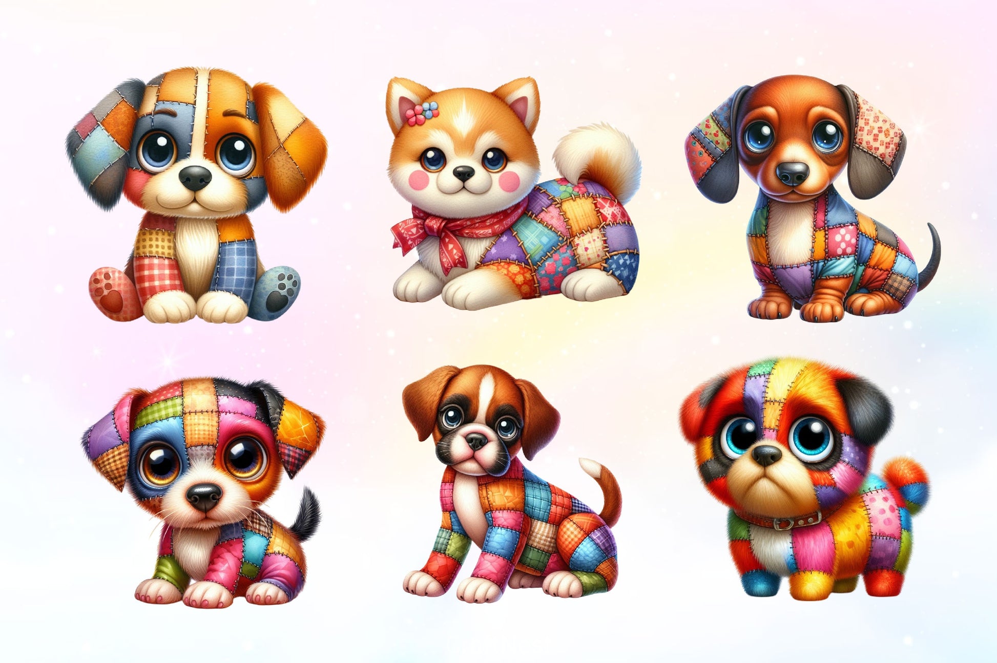 Patchwork Cute Dog Clipart Bundle - CraftNest - Digital Crafting and Art