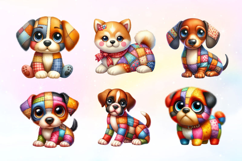 Patchwork Cute Dog Clipart Bundle - CraftNest - Digital Crafting and Art