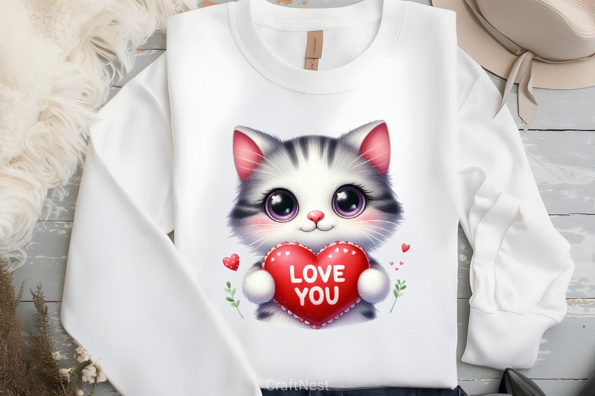 Love You Cat Valentine's Clipart Bundle 3 - CraftNest - Digital Crafting and Art