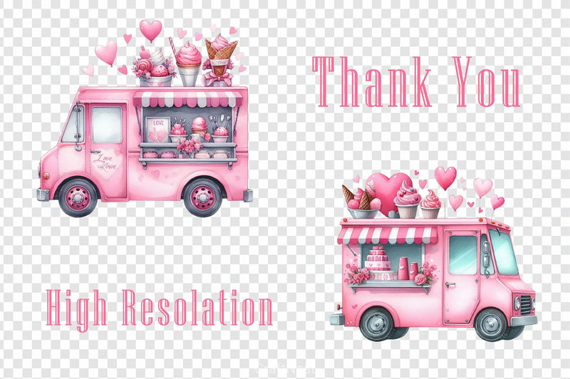 Pink Valentine Food Truck Clipart Bundle - CraftNest - Digital Crafting and Art