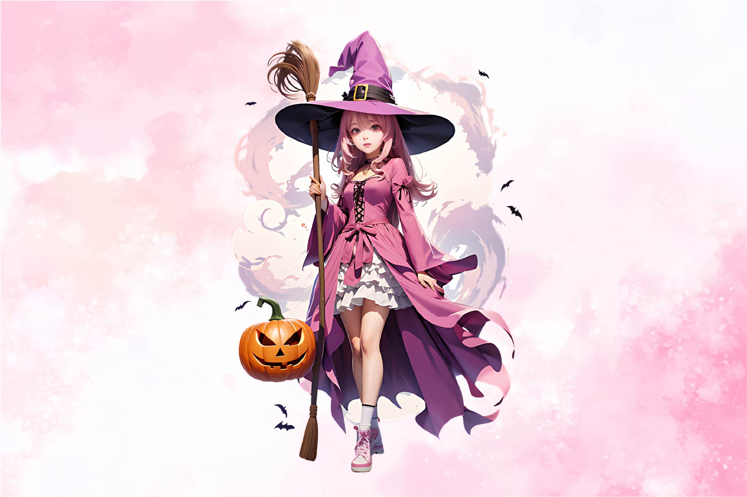 Pink Halloween Witch Clipart Bundle - CraftNest - Digital Crafting and Art