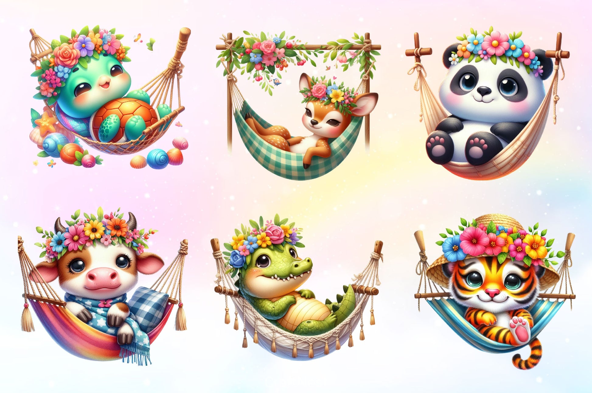 Summer Animals In Hammock Clipart Bundle - CraftNest - Digital Crafting and Art