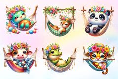 Summer Animals In Hammock Clipart Bundle - CraftNest - Digital Crafting and Art