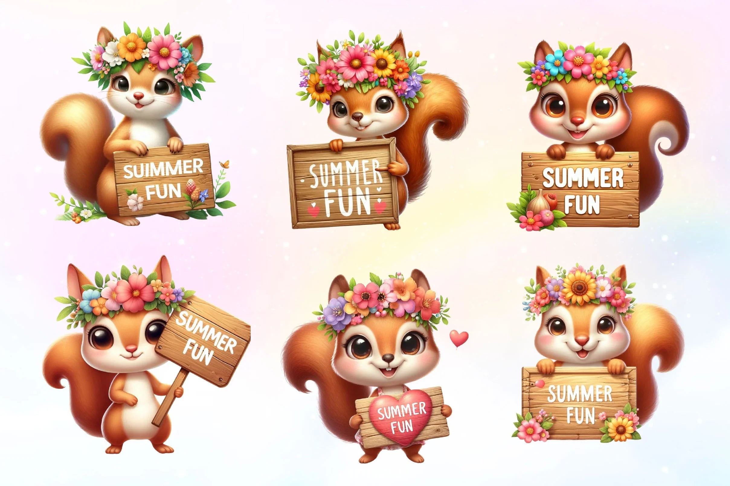 Summer Squirrel Clipart Bundle 2 - CraftNest - Digital Crafting and Art
