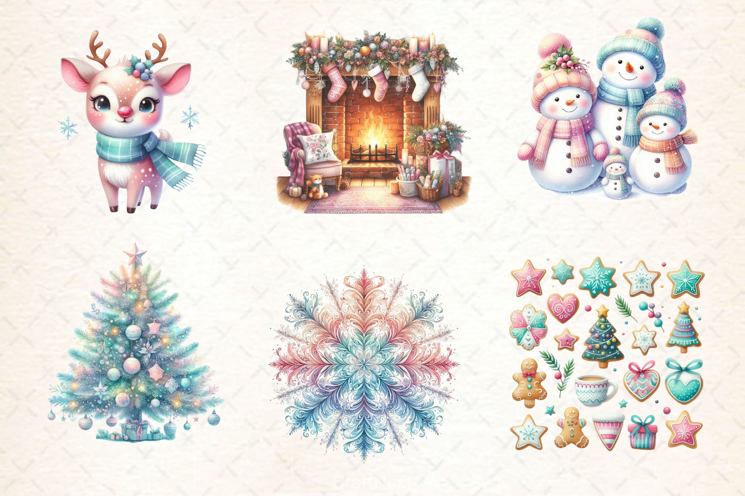 Pastel Christmas Clipart Bundle 2 - CraftNest - Digital Crafting and Art