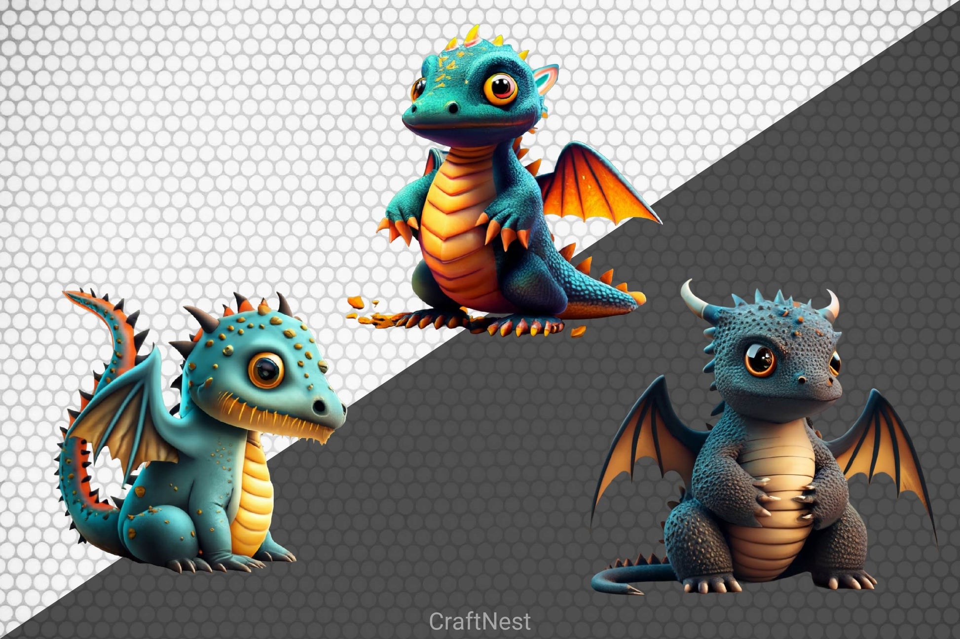 Cute Baby Dragon Clipart Bundle 1 - CraftNest - Digital Crafting and Art