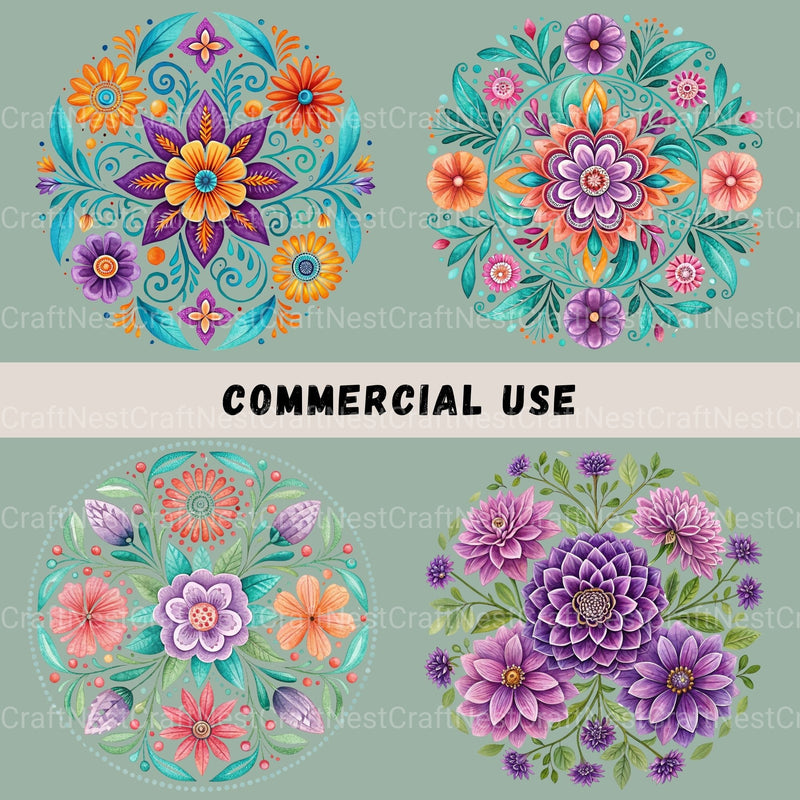 Mexican Flowers Purple Clipart Bundle - CraftNest - Digital Crafting and Art