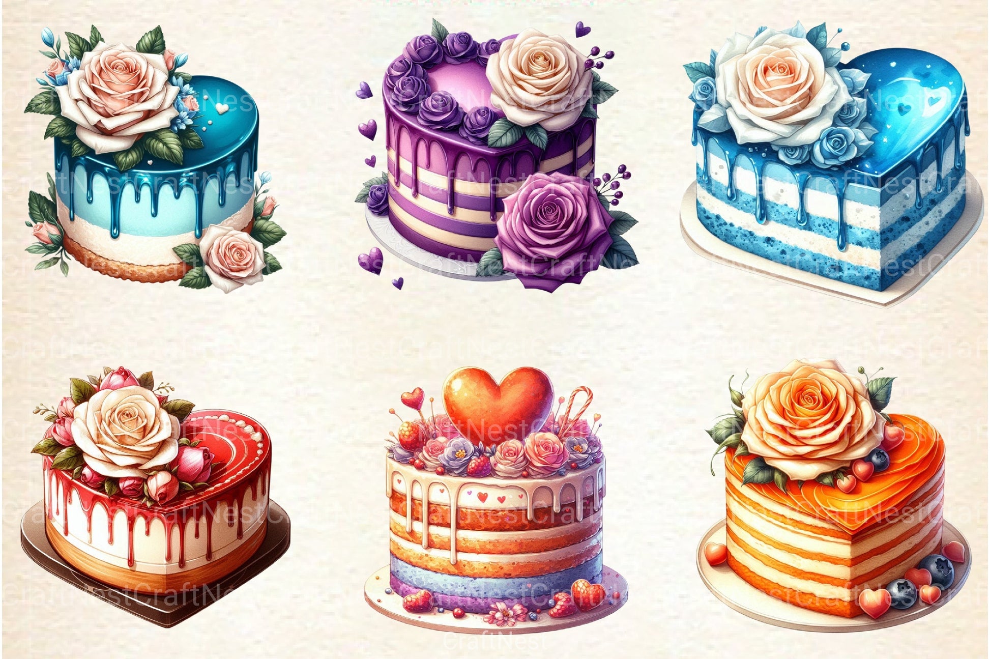 Valentine Cake Clipart Bundle 99 - CraftNest - Digital Crafting and Art